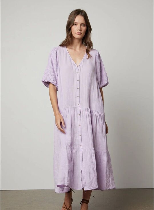 velvet by jenny graham Dresses & Skirts - Velvet by Graham & Spencer Pauline Dress XS Purple Cotton Midi Vacation Resort